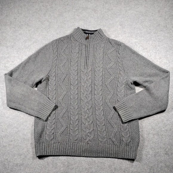 Brooks Brothers Other - Brooks Brothers 346 Mens Large Gray 100% Lambswool Quarter Zip Cable Sweater